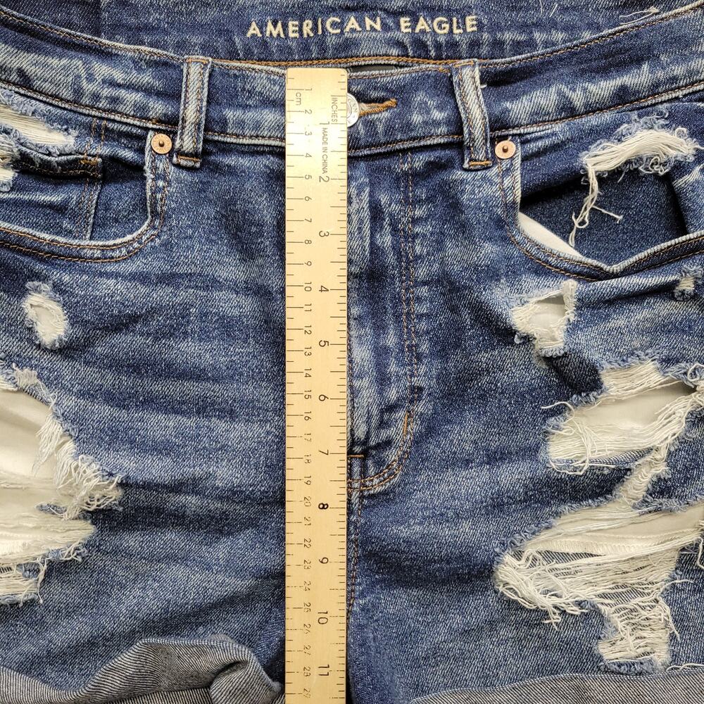 American Eagle Mom Shorts Womens 12 Distressed Stretch Denim Cutoff - Picture 5 of 8